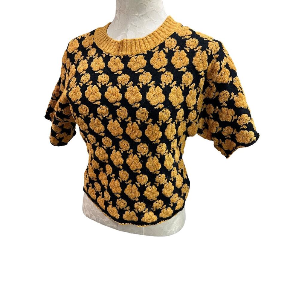 XS‎ Urban Outfitters Retro Rosa Sweater Tee Gold Black Sparkle
